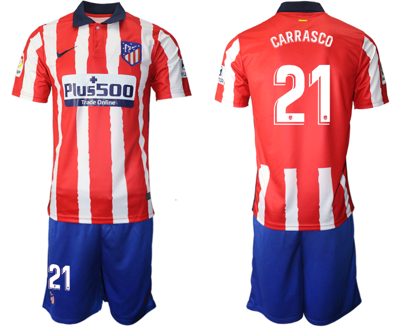 Men 2020-2021 club Atletico Madrid home #21 red Soccer Jerseys
